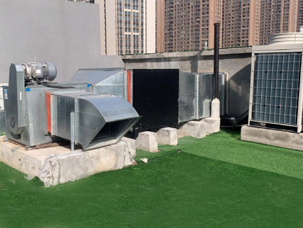 郑州高新区保利玖街B区抽油烟风机设备噪声治理项目（正在施工中）